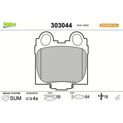 VALEO Bremsbelagsatz, Scheibenbremse ESSENTIAL 303044