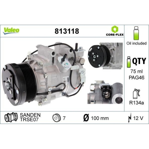 VALEO Kompressor, Klimaanlage VALEO CORE-FLEX 813118