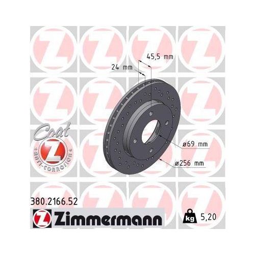 ZIMMERMANN Bremsscheibe SPORT Z 380.2166.52