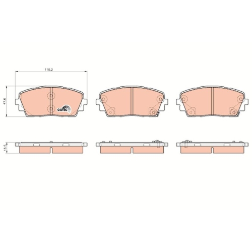 TRW Bremsbelagsatz, Scheibenbremse COTEC GDB3535