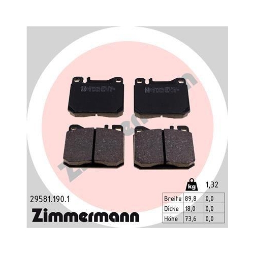 ZIMMERMANN Bremsbelagsatz, Scheibenbremse 29581.190.1