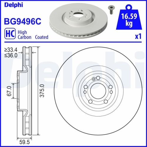 DELPHI Bremsscheibe BG9496C