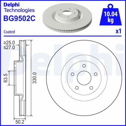 DELPHI Bremsscheibe BG9502C