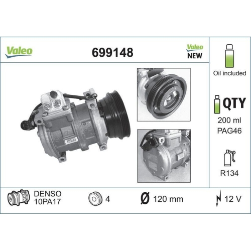VALEO Kompressor, Klimaanlage VALEO CORE-FLEX 699148