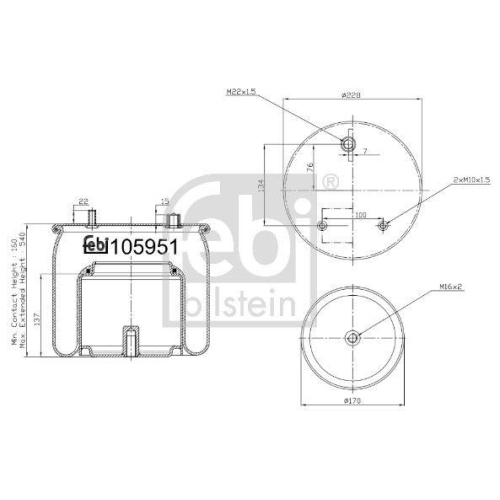 FEBI BILSTEIN Federbalg, Luftfederung 105951