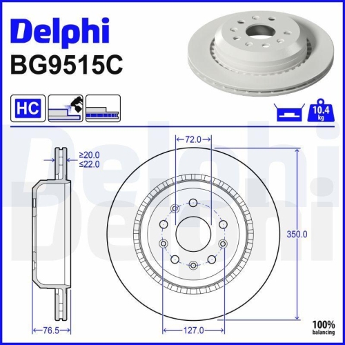 DELPHI Bremsscheibe BG9515C