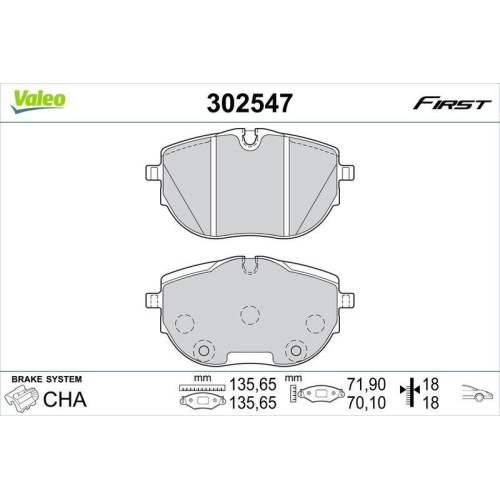 VALEO Bremsbelagsatz, Scheibenbremse FIRST 302547
