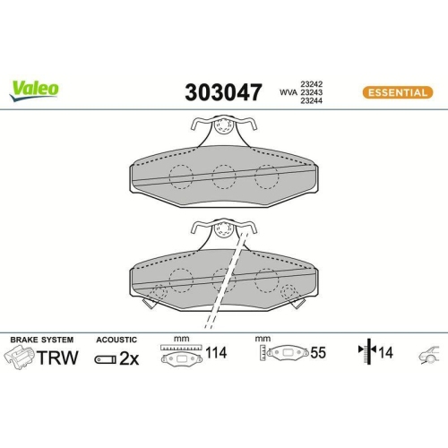 VALEO Bremsbelagsatz, Scheibenbremse ESSENTIAL 303047