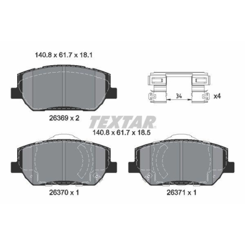 TEXTAR Bremsbelagsatz, Scheibenbremse 2636901