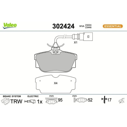 VALEO Bremsbelagsatz, Scheibenbremse ESSENTIAL 302424