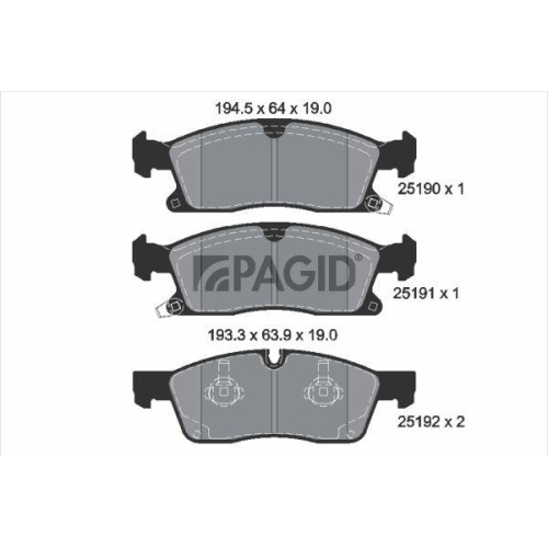 PAGID Bremsbelagsatz, Scheibenbremse T2053N