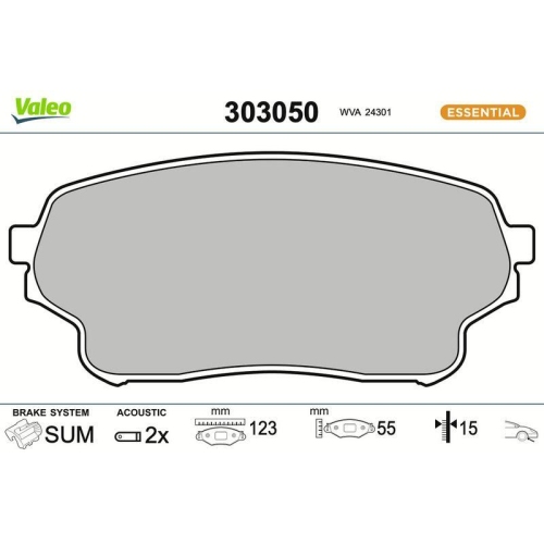 VALEO Bremsbelagsatz, Scheibenbremse ESSENTIAL 303050