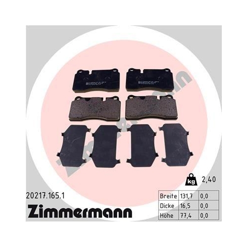 ZIMMERMANN Bremsbelagsatz, Scheibenbremse 20217.165.1