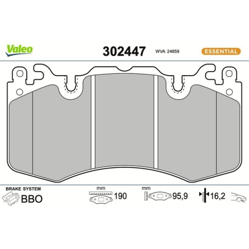 VALEO Bremsbelagsatz, Scheibenbremse ESSENTIAL 302447