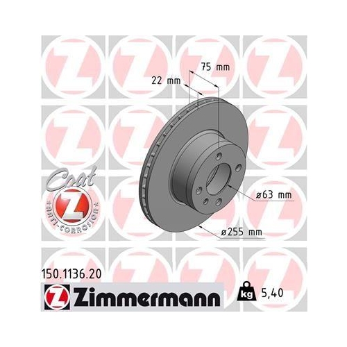 ZIMMERMANN Bremsscheibe COAT Z 150.1136.20