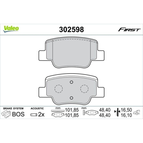 VALEO Bremsbelagsatz, Scheibenbremse FIRST 302598