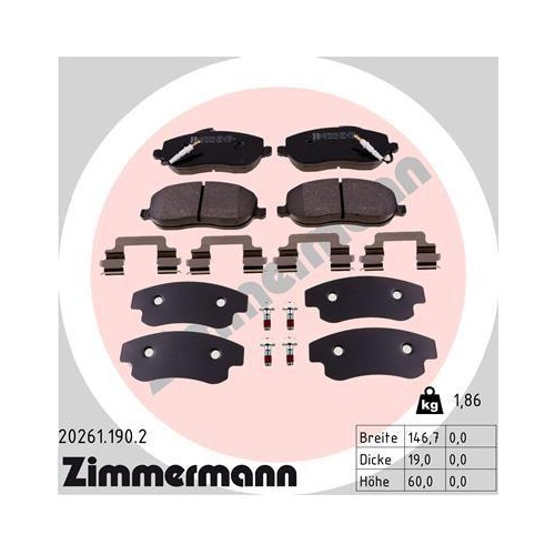 ZIMMERMANN Bremsbelagsatz, Scheibenbremse 20261.190.2
