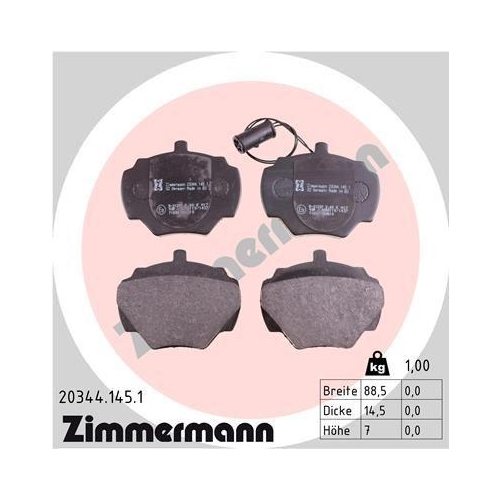 ZIMMERMANN Bremsbelagsatz, Scheibenbremse 20344.145.1