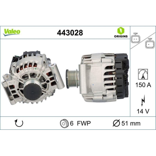 VALEO Generator VALEO ORIGINS NEW OE TECHNOLOGIE 443028