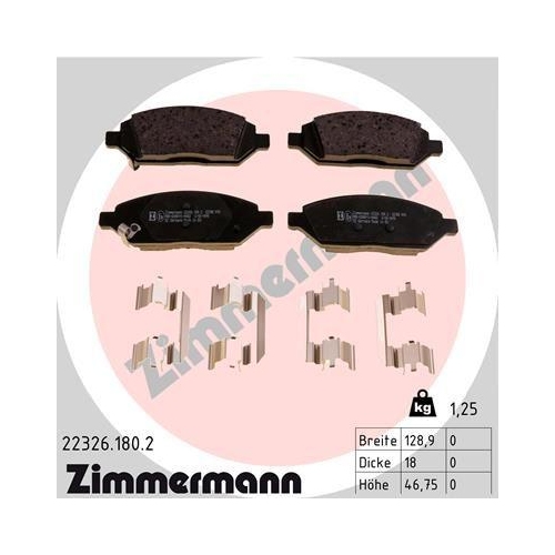 ZIMMERMANN Bremsbelagsatz, Scheibenbremse 22326.180.2