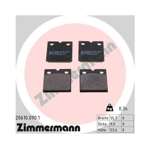 ZIMMERMANN Bremsbelagsatz, Scheibenfeststellbremse 20610.090.1