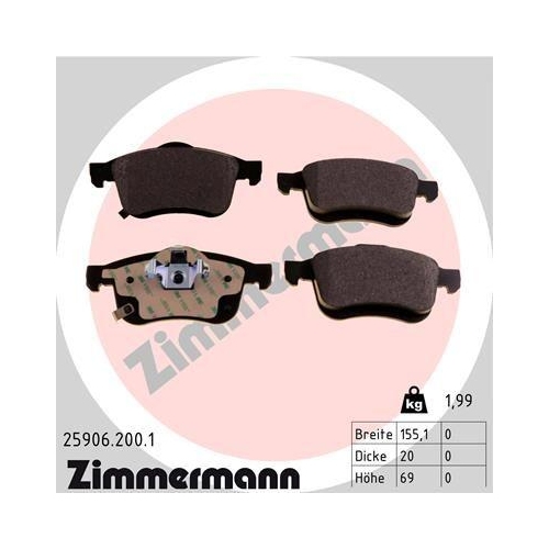 ZIMMERMANN Bremsbelagsatz, Scheibenbremse 25906.200.1
