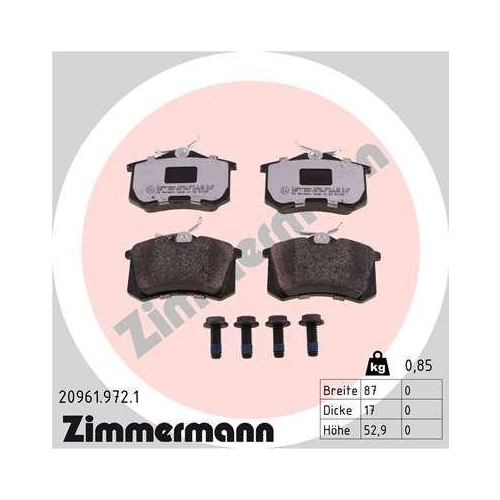ZIMMERMANN Bremsbelagsatz, Scheibenbremse rd:z 20961.972.1