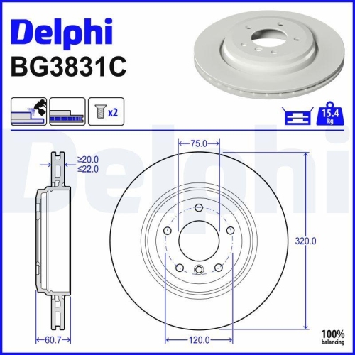 DELPHI Bremsscheibe BG3831C