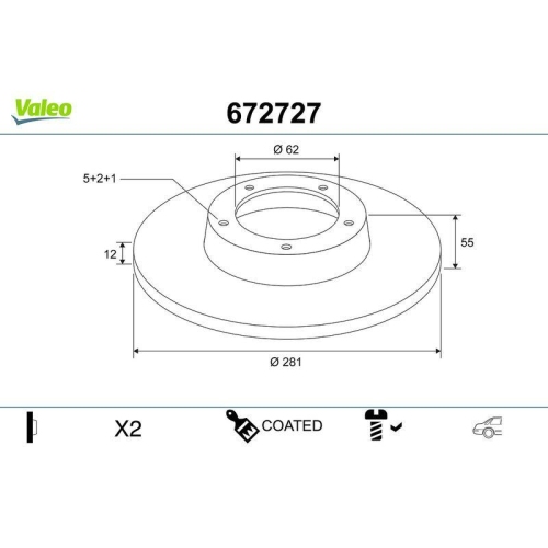 VALEO Bremsscheibe COATED 672727