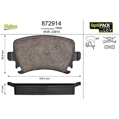 VALEO Bremsbelagsatz, Scheibenbremse OPTIPACK for LCV 872914