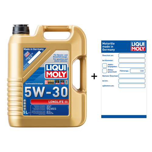Liqui Moly Longlife III Motor&ouml;l 5W-30, 5-Liter 504 00 507 00 20647 + &Ouml;lzettel
