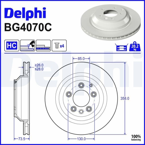 DELPHI Bremsscheibe BG4070C