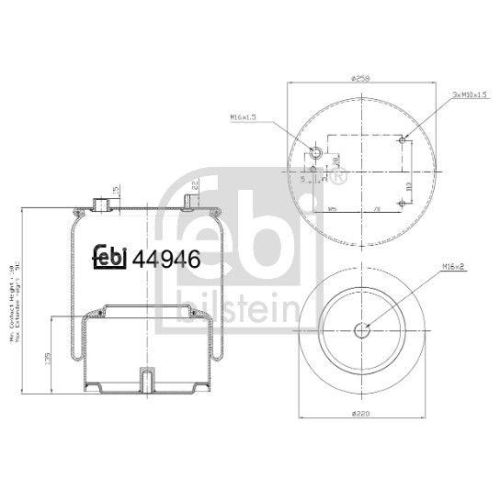 FEBI BILSTEIN Federbalg, Luftfederung 44946
