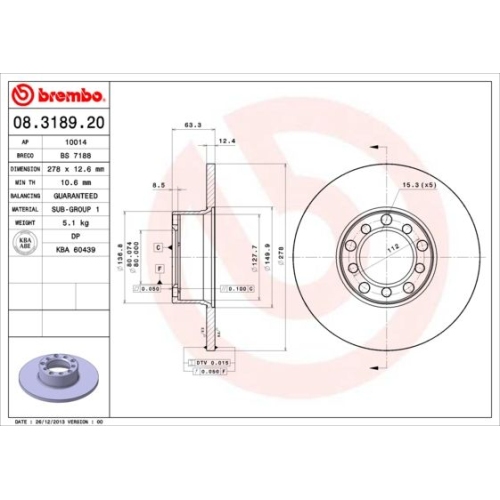 BREMBO Bremsscheibe PRIME LINE 08.3189.20