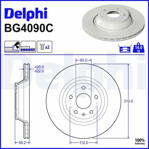DELPHI Bremsscheibe BG4090C