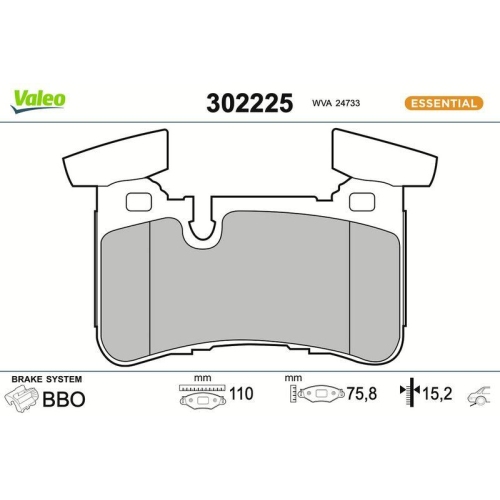 VALEO Bremsbelagsatz, Scheibenbremse ESSENTIAL 302225