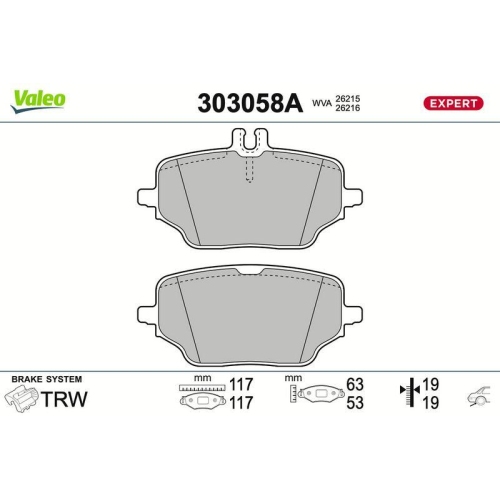 VALEO Bremsbelagsatz, Scheibenbremse EXPERT 303058A