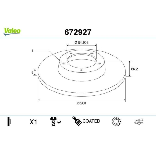 VALEO Bremsscheibe COATED 672927