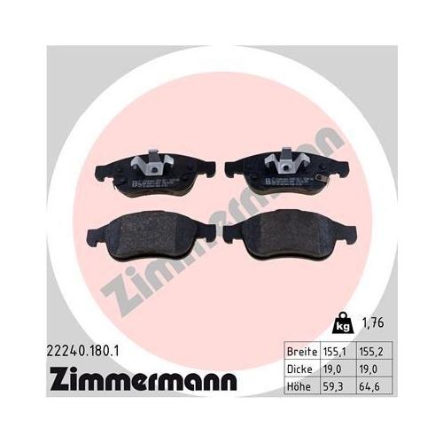 ZIMMERMANN Bremsbelagsatz, Scheibenbremse 22240.180.1