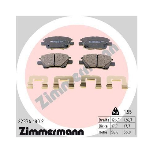 ZIMMERMANN Bremsbelagsatz, Scheibenbremse 22334.180.2