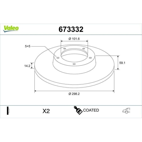 VALEO Bremsscheibe COATED 673332