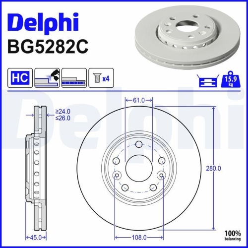 DELPHI Bremsscheibe BG5282C