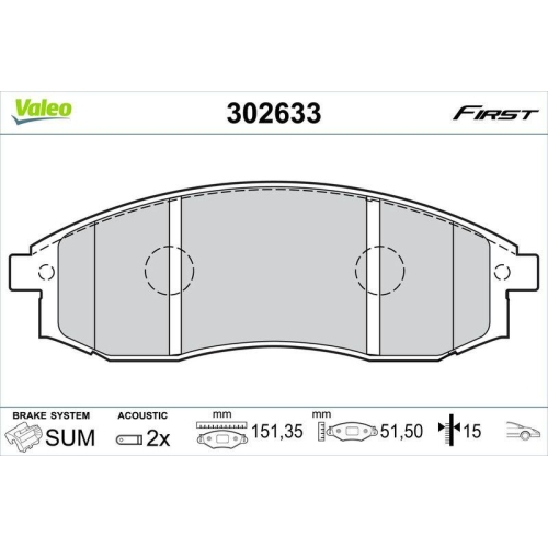 VALEO Bremsbelagsatz, Scheibenbremse FIRST 302633