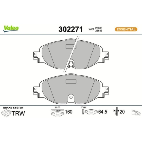 VALEO Bremsbelagsatz, Scheibenbremse ESSENTIAL 302271