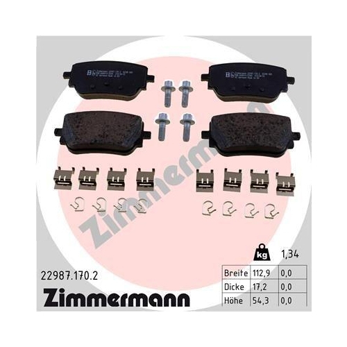 ZIMMERMANN Bremsbelagsatz, Scheibenbremse 22987.170.2
