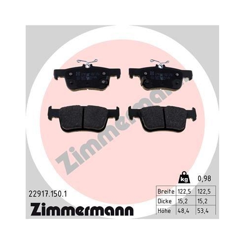 ZIMMERMANN Bremsbelagsatz, Scheibenbremse 22917.150.1