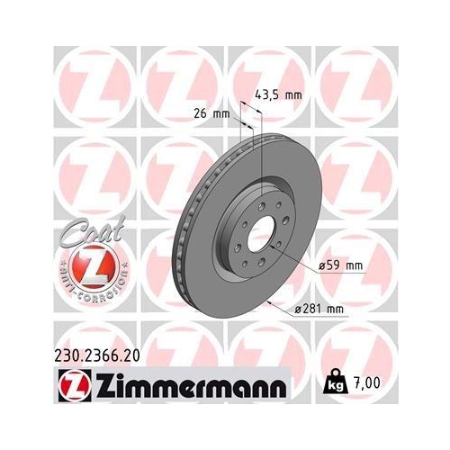 ZIMMERMANN Bremsscheibe COAT Z 230.2366.20