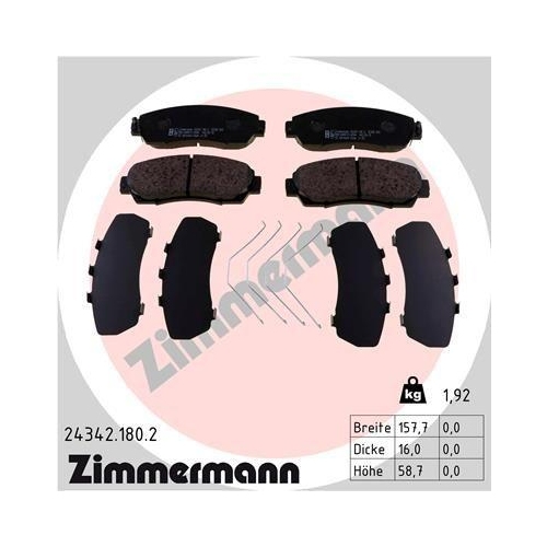 ZIMMERMANN Bremsbelagsatz, Scheibenbremse 24342.180.2