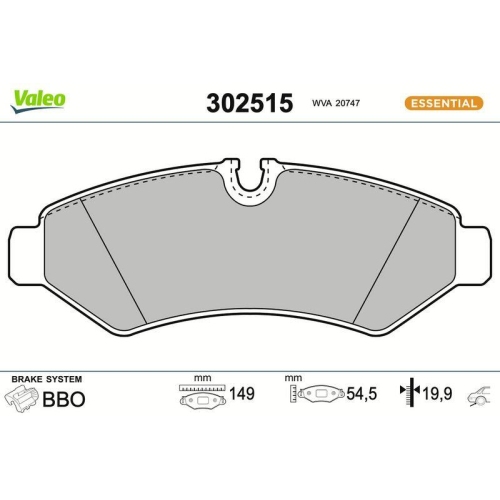 VALEO Bremsbelagsatz, Scheibenbremse ESSENTIAL 302515