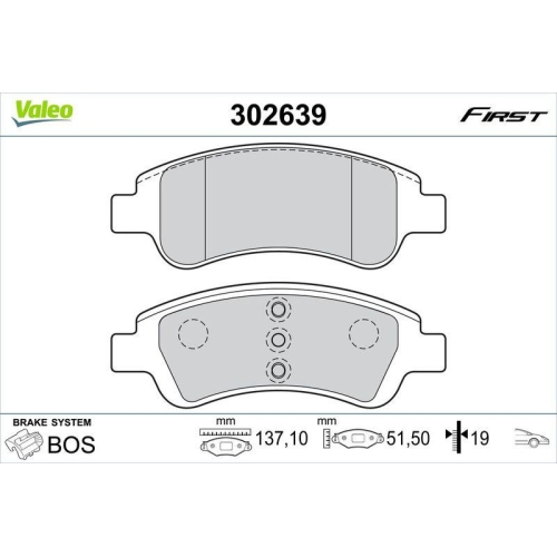 VALEO Bremsbelagsatz, Scheibenbremse FIRST 302639